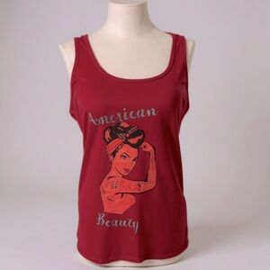 American Beauty Patriotic USA Red Tank Top Unique
Size Medium